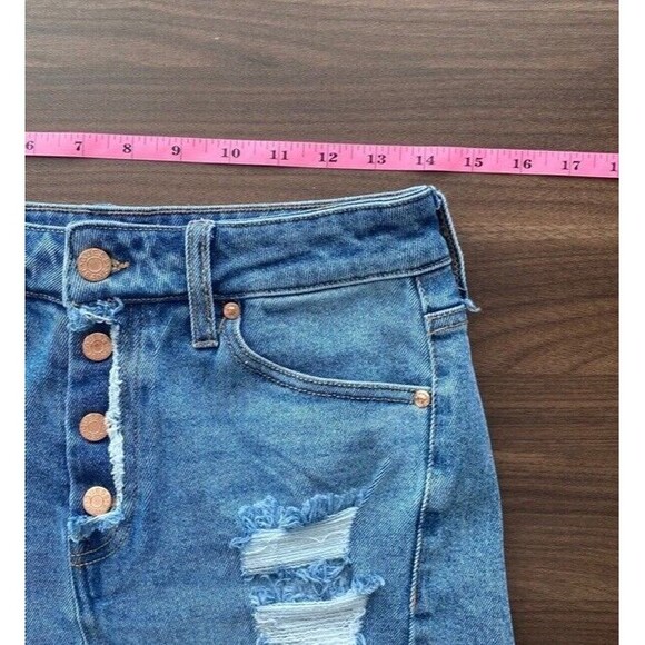 Guess Ultra High Waist Distressed Denim Blue Shorts 28 Distressed With Stretch - Picture 7 of 13